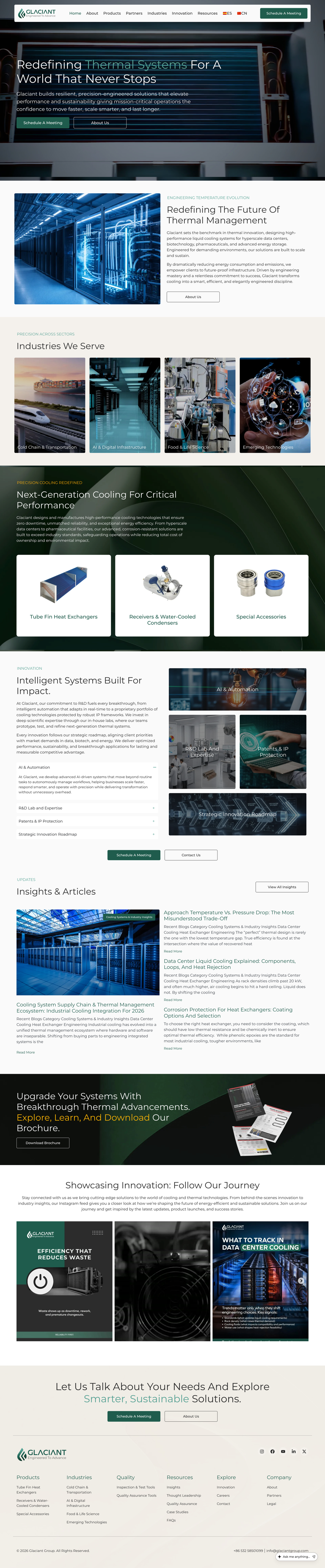 Glaciant Group — full website screenshot
