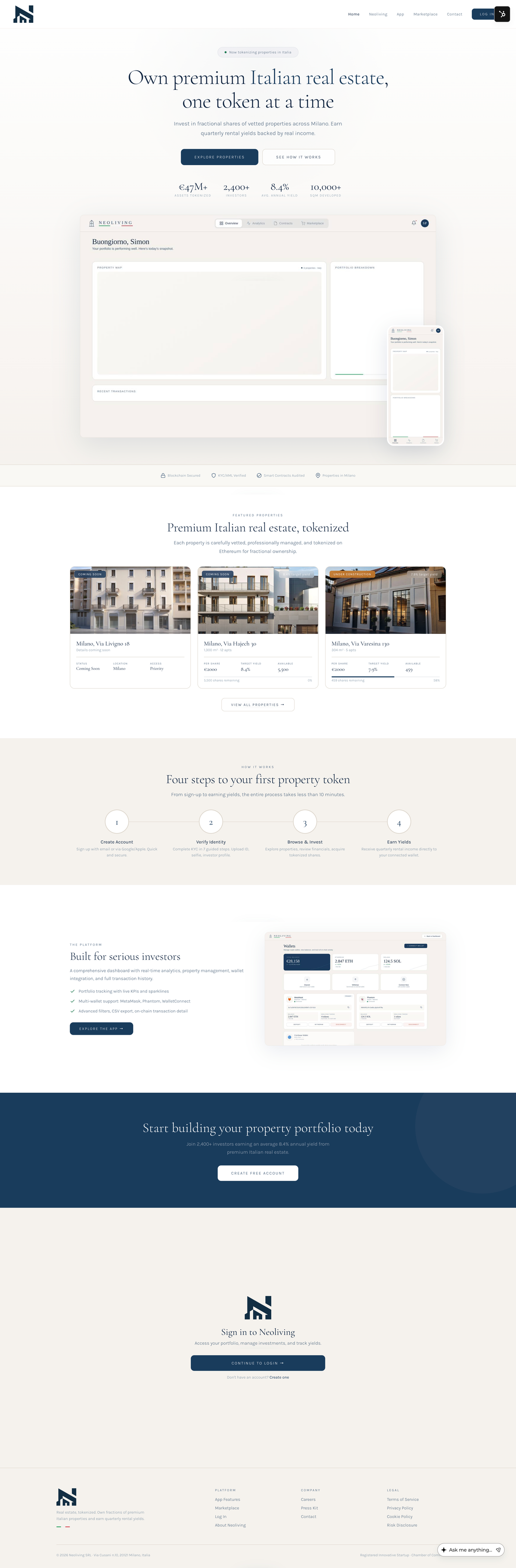 NeoLiving — full website screenshot